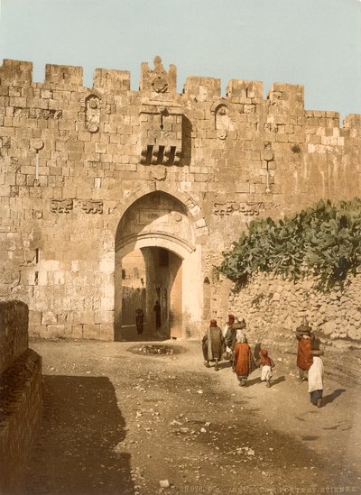 St. Stephens-poort, ook wel Leeuwenpoort genoemd, Jeruzalem, ca. 1880-1900 door Swiss Photographer